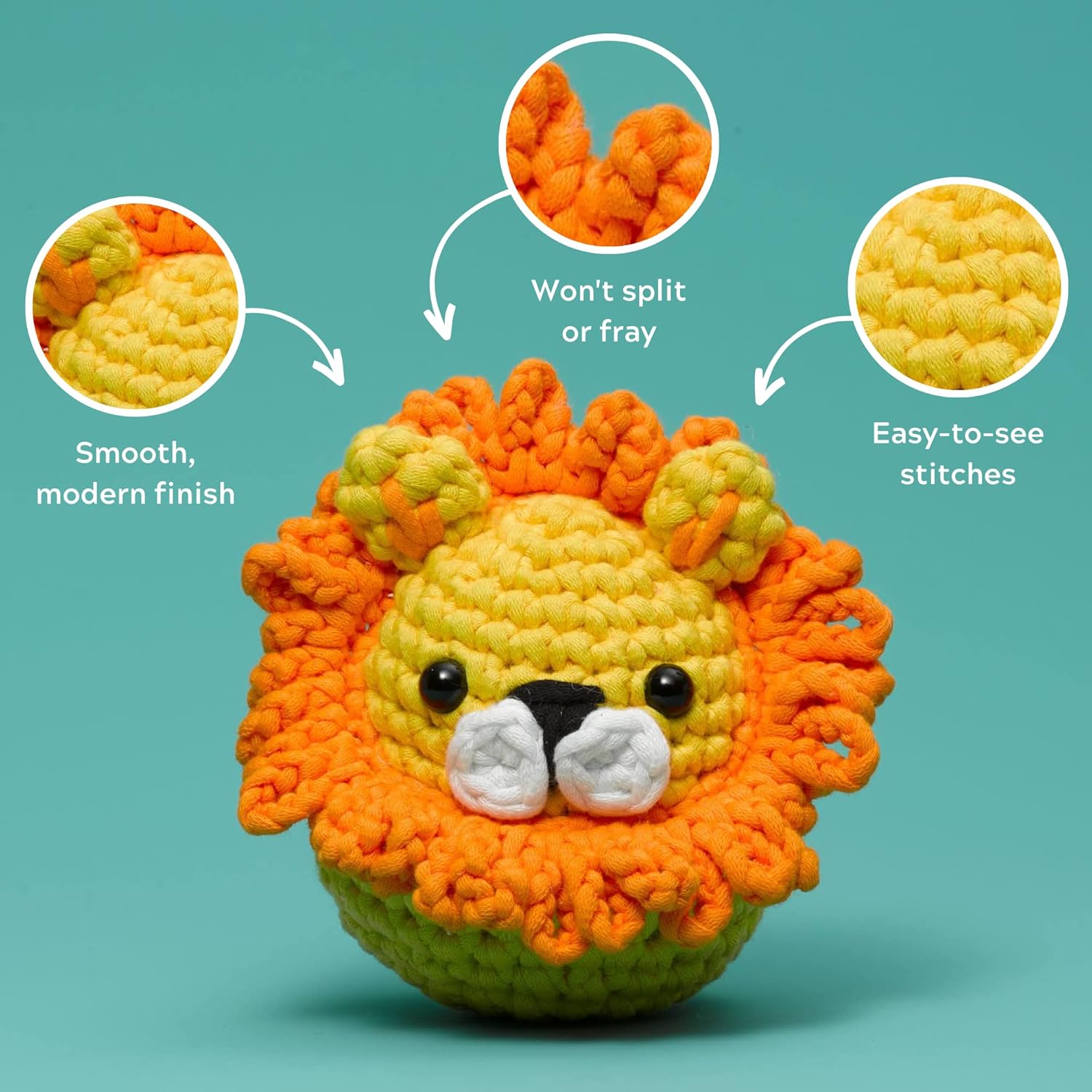 Woobles Easy Peasy Yarn for Beginners - Crochet & Knitting Yarn - Medium #4 Worsted - Cotton-Nylon Blend - Image 3