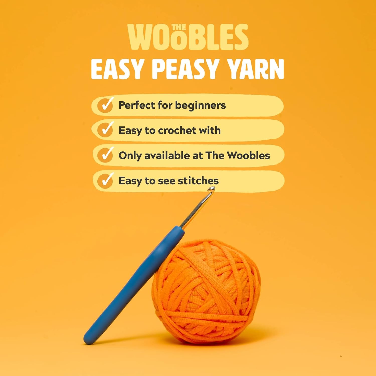 Woobles Easy Peasy Yarn for Beginners - Crochet & Knitting Yarn - Medium #4 Worsted - Cotton-Nylon Blend - Image 5
