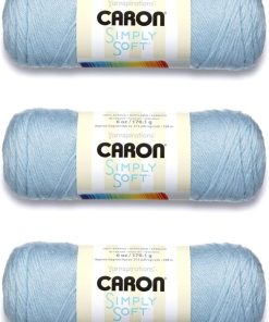 Caron Simply Soft Soft Blue Yarn - 3 Pack of 170g/6oz - Acrylic - 4 Medium (Worsted) - 315 Yards - Knitting/Crochet