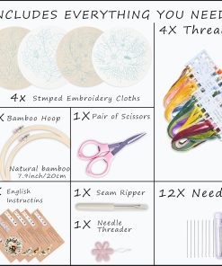 Alternative view of Bonroy 4 Sets Embroidery Set for Beginners Art Crafts Easy Sewing Includes Embroidery Clothes with Pattern. Hoop. Instruction Manual. Color Stitch Set (Assorted 1)