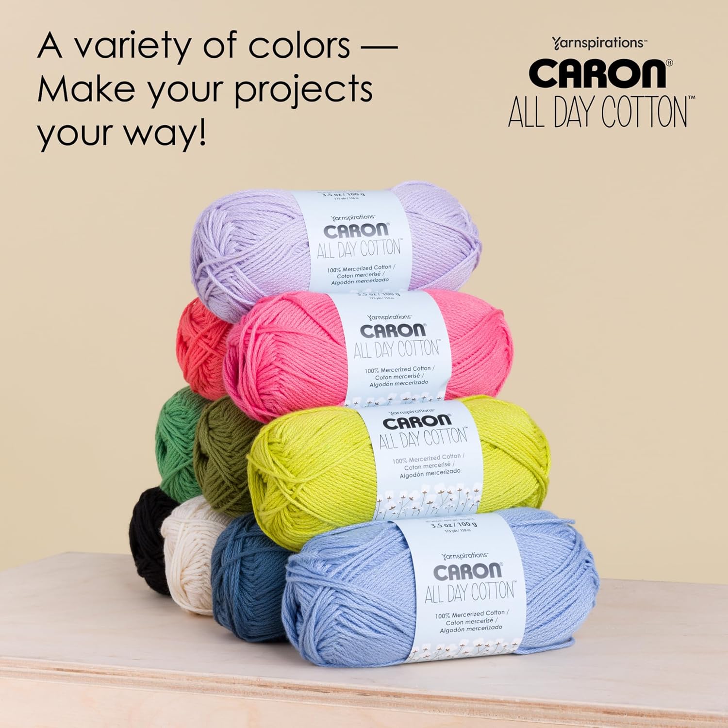 Caron All Day Cotton - 3 Pack of 173 Yards/3.52 oz Moss 100% Mercerized Cotton Yarn - Image 6