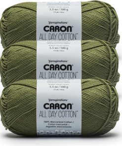 Caron All Day Cotton - 3 Pack of 173 Yards/3.52 oz Moss 100% Mercerized Cotton Yarn